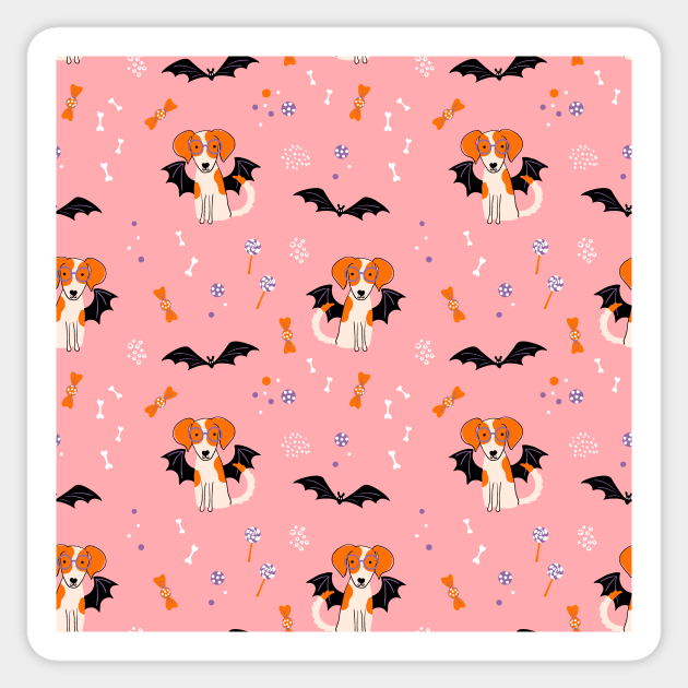 Cute print with a puppy in a bat costume Sticker by DanielK